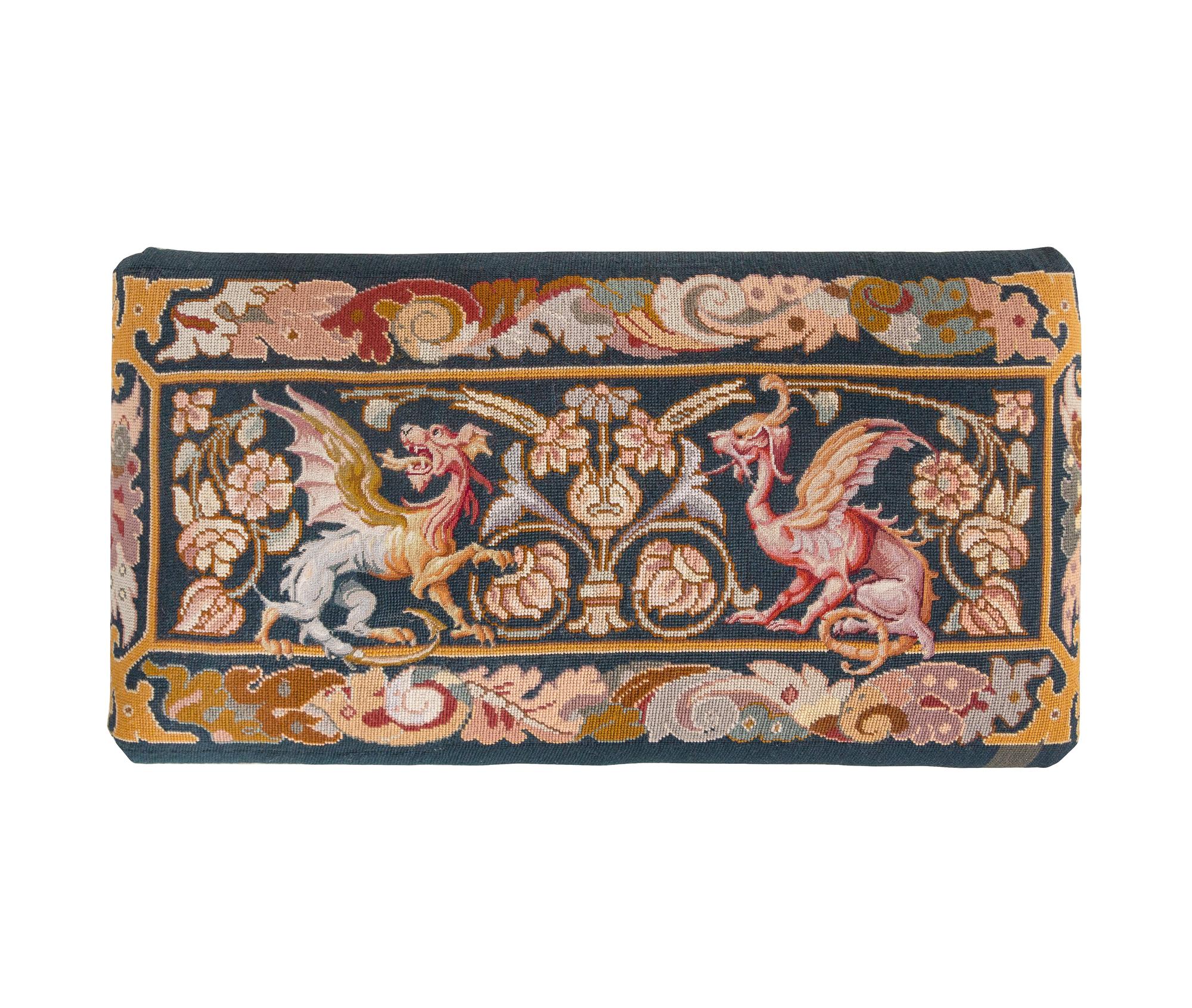 A Louis XVI Style Walnut Bench with a Needlepoint Seat