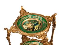 A Pair of Gilt Bronze and Porcelain Dessert Stands