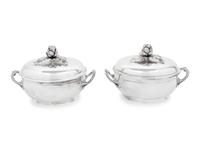 A Pair of Puiforcat Silver-Plate Covered Tureens