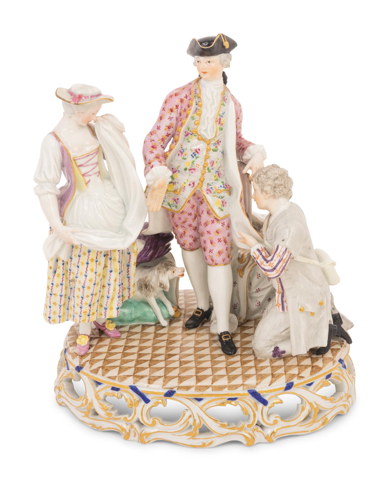 A Meissen Porcelain Figural Group of Annette et Lübin