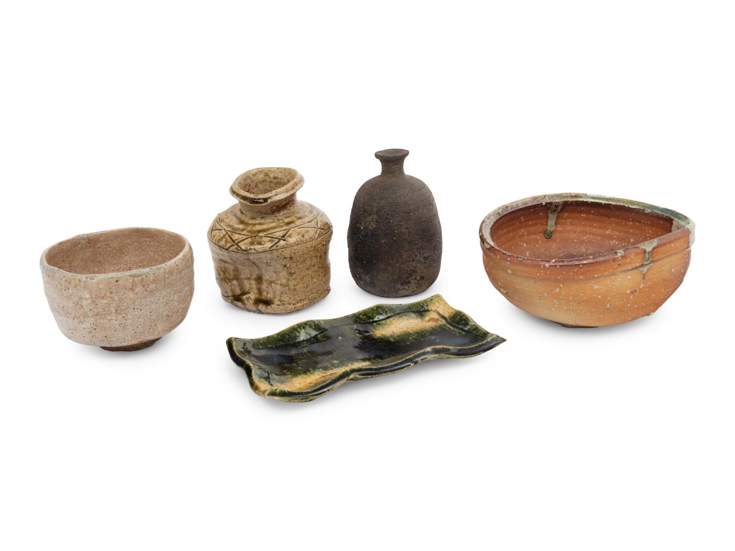 Five Japanese Pottery Vessels