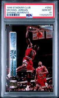 A 1996 Stadium Club Shining Moments Michael Jordan Basketball Card No. SM2 (PSA 10 GEM MINT)