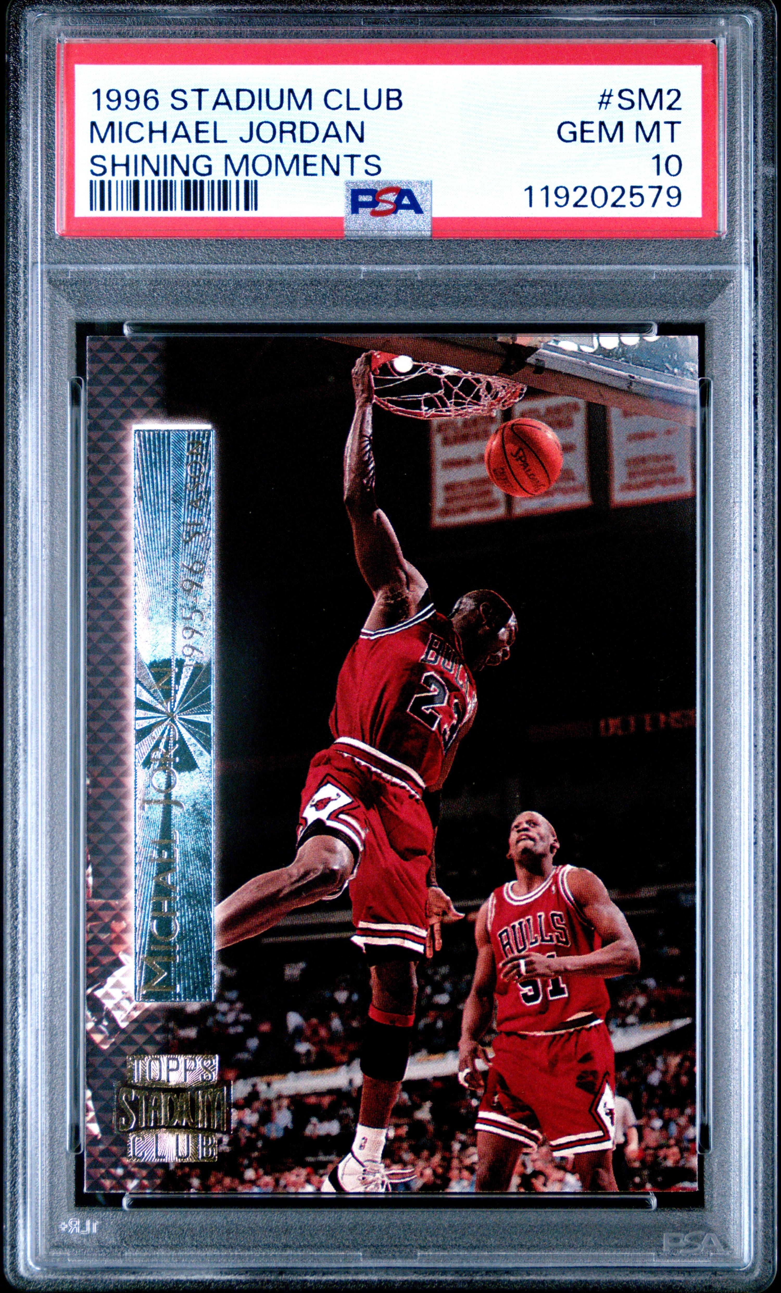 A 1996 Stadium Club Shining Moments Michael Jordan Basketball Card No. SM2 (PSA 10 GEM MINT)