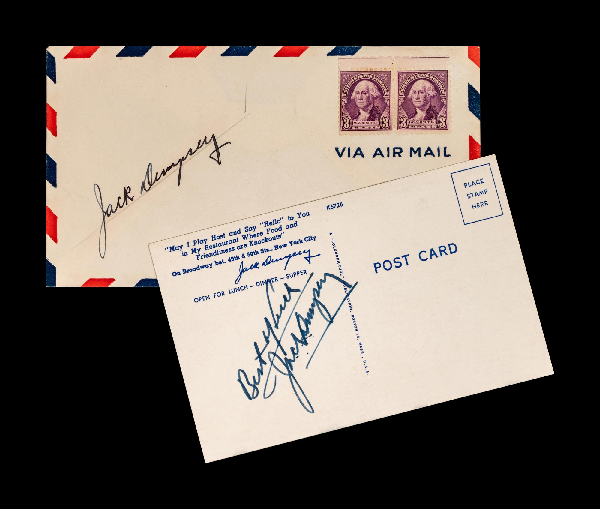 A Group of Heavyweight Champion Gene Tunney and Jack Dempsey Signed Autographs,