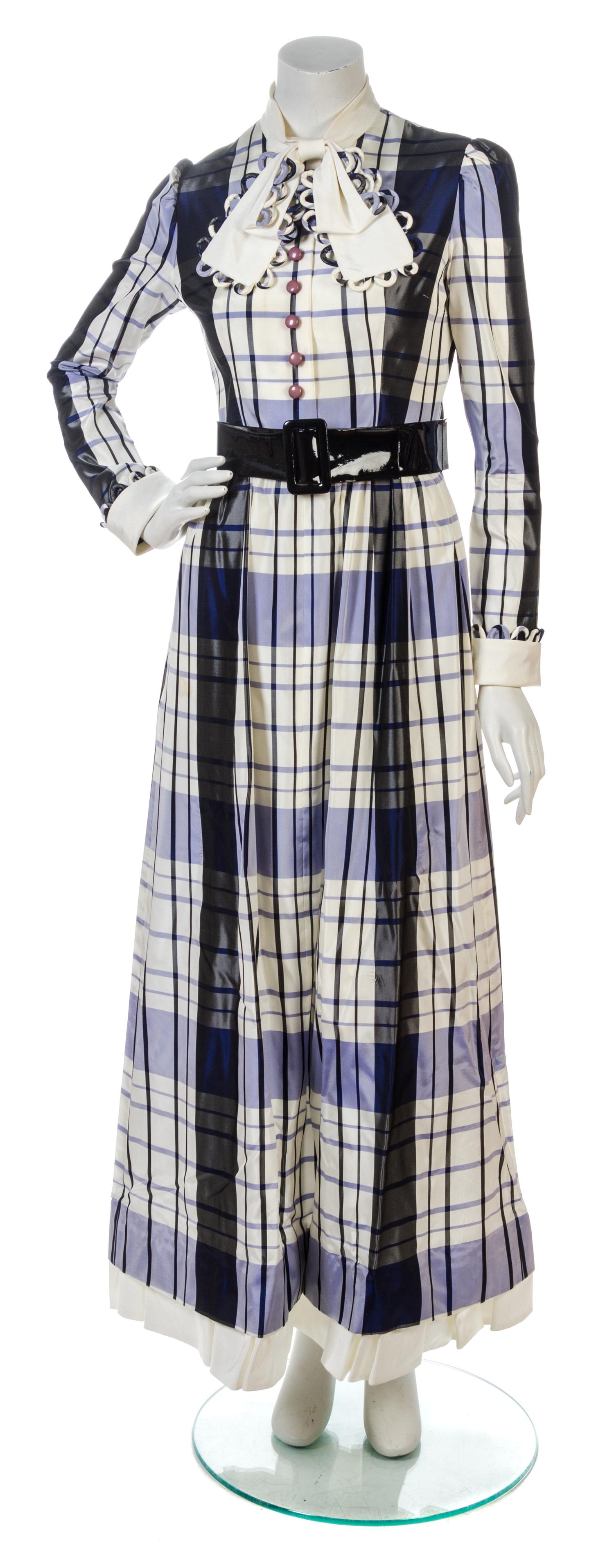 A Malcolm Starr Purple Plaid Taffeta Dress,