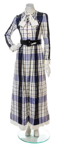 A Malcolm Starr Purple Plaid Taffeta Dress,