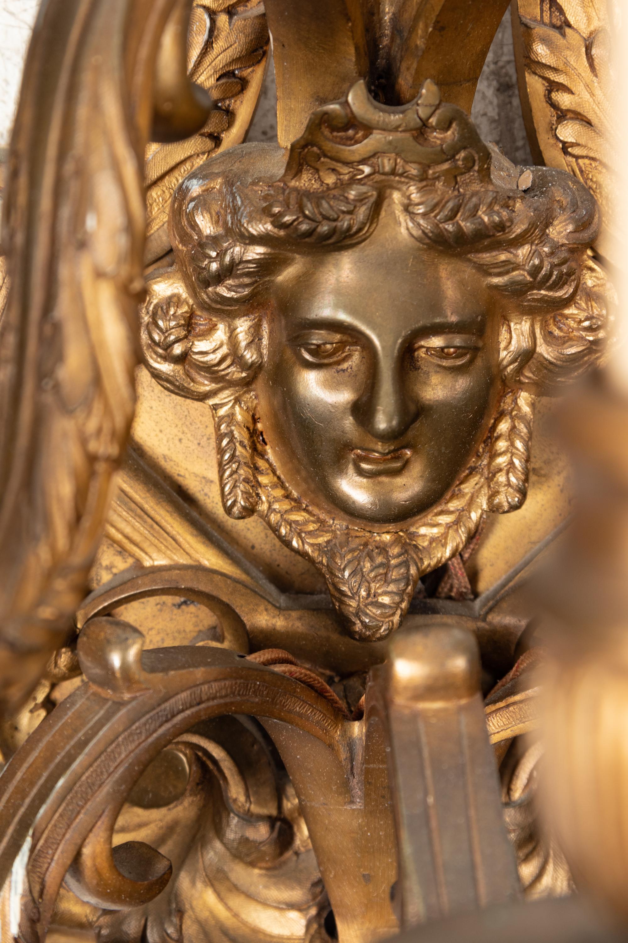 Four Louis XVI Style Gilt Bronze Five-Light Sconces