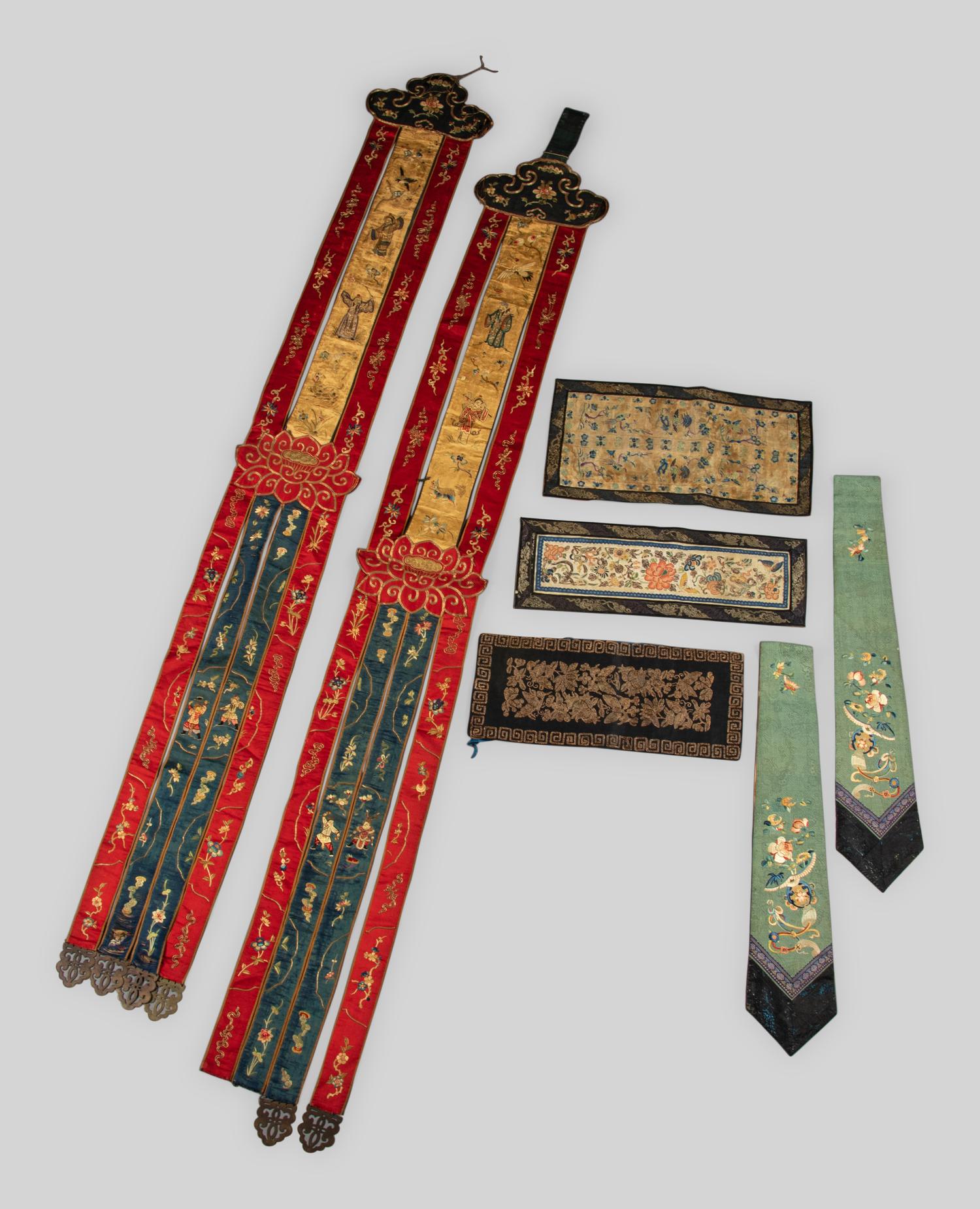 Seven Embroidered Silk Articles