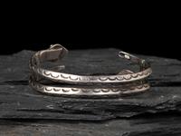 Navajo Silver and Turquoise Double Serpent Cuff Bracelet