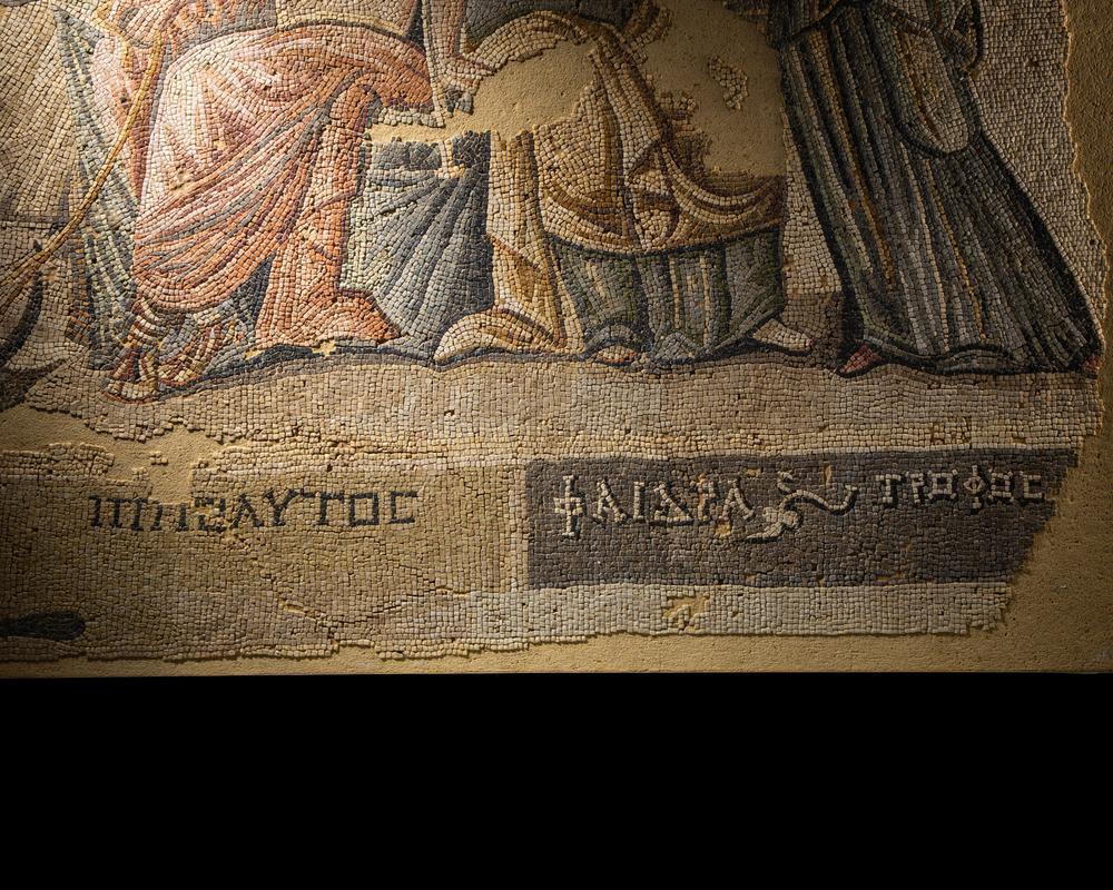 A Roman Mosaic Panel with Hippolytus and Phaedra