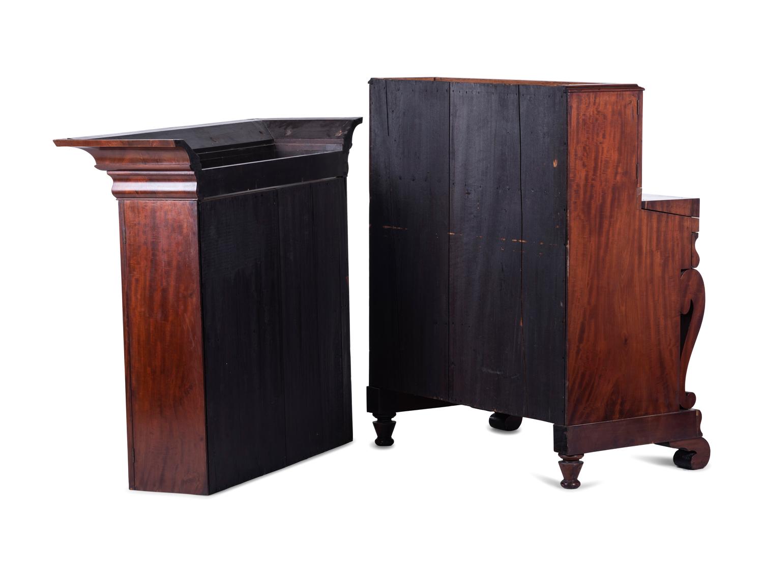 A Classical Figured Mahogany Secretary Bookcase