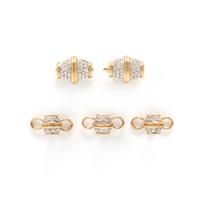 BICOLOR GOLD, DIAMOND AND COLORLESS GEMSTONE DRESS SET