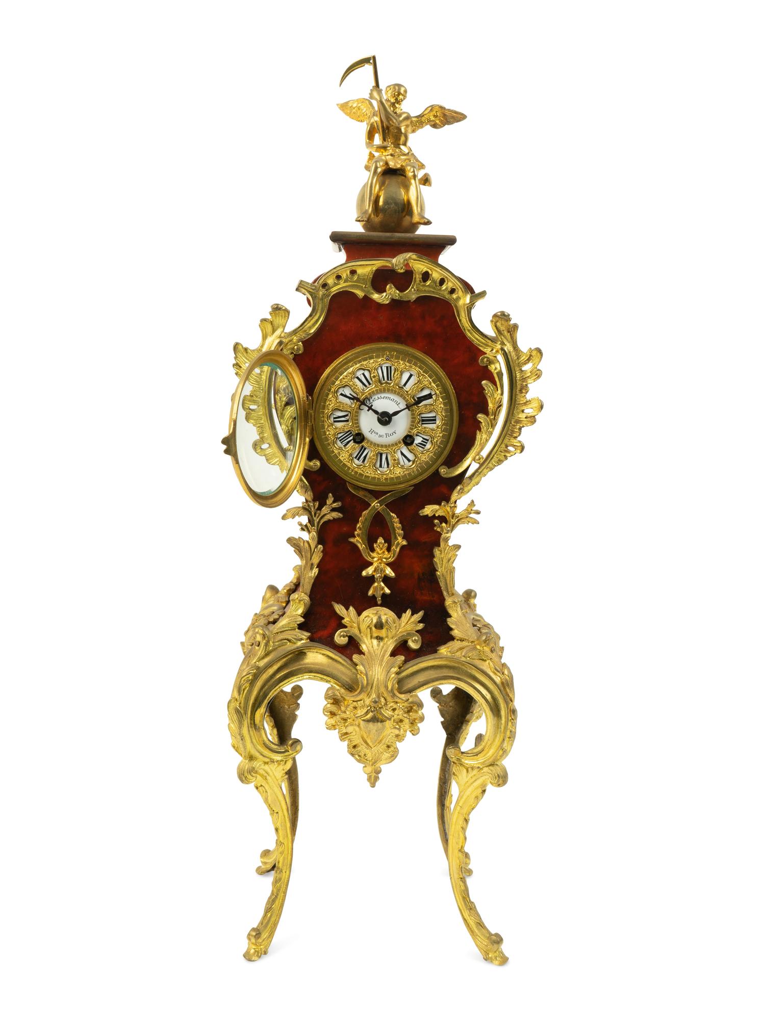 A French Gilt Bronze Mounted Tortoiseshell Veneered Clock — 19TH CENTURY