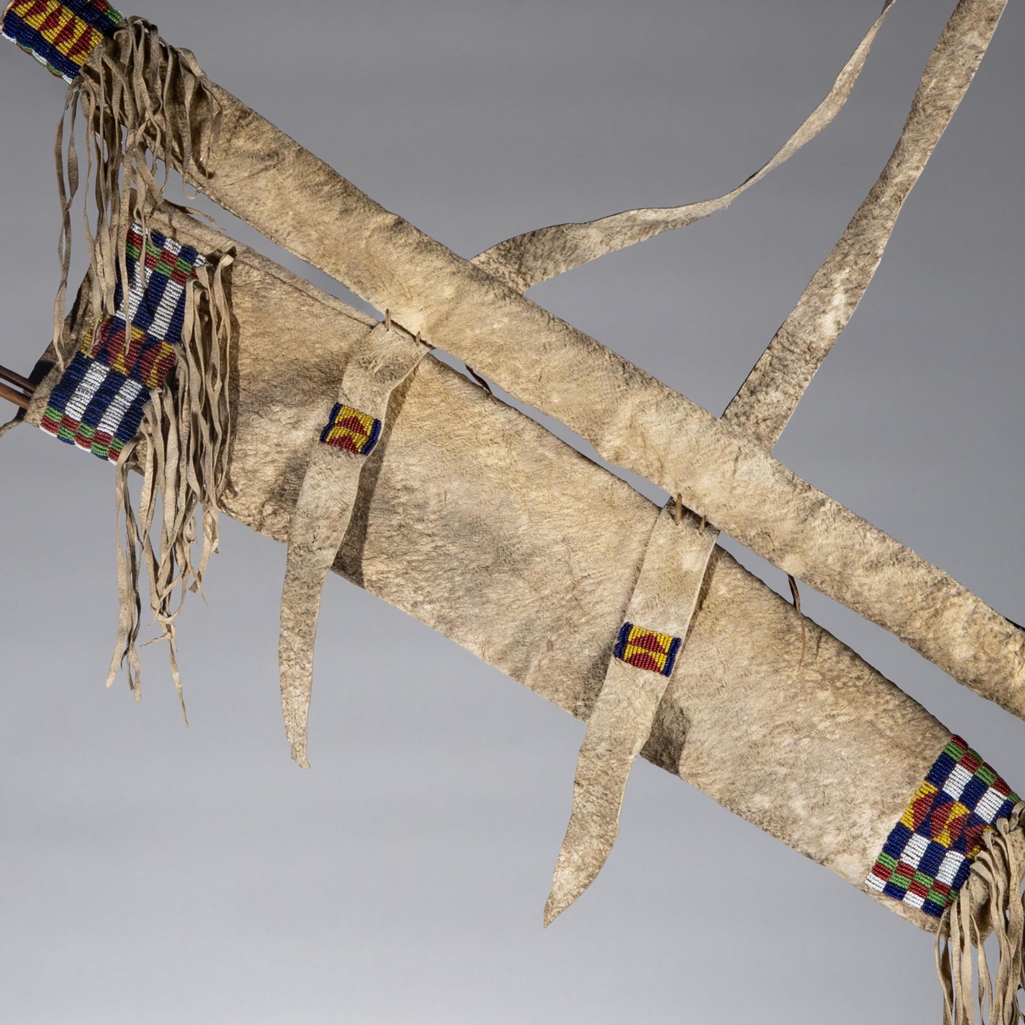 Sioux Beaded Hide Quiver and Bowcase, with Bow and Arrows