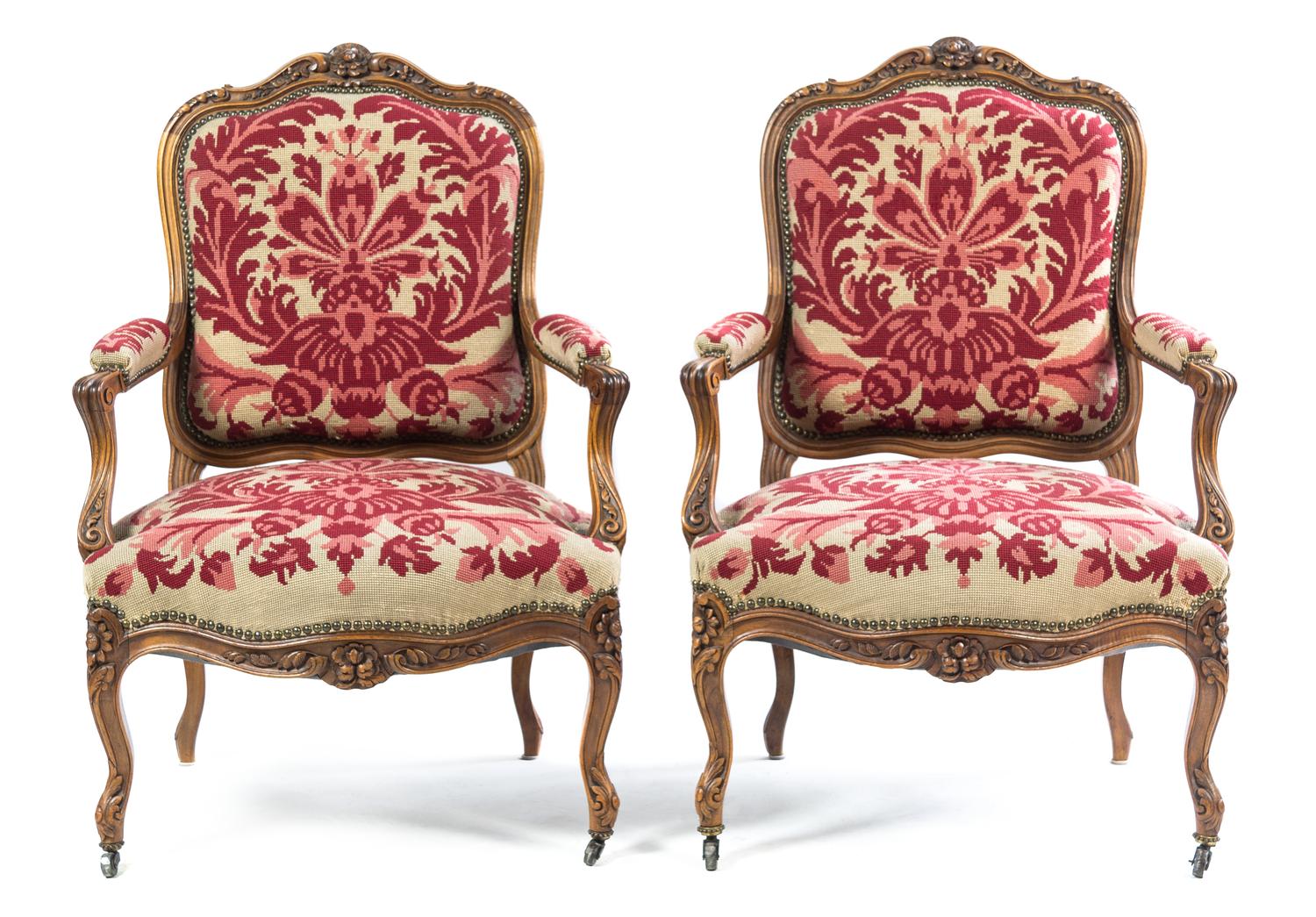 A Louis XV Style Walnut Parlor Suite Width of settee 56 inches. — LATE 19TH CENTURY
