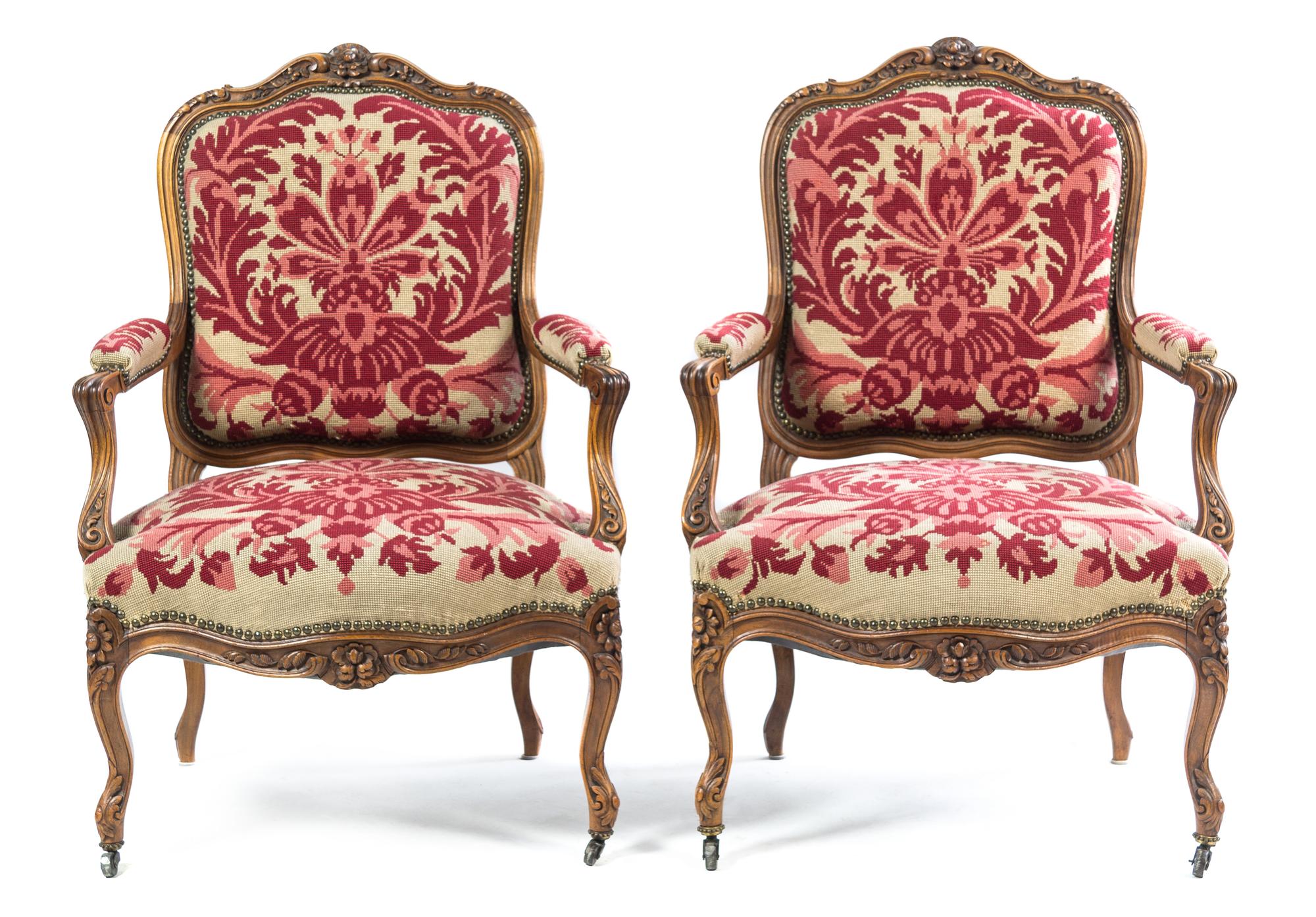 A Louis XV Style Walnut Parlor Suite Width of settee 56 inches. — LATE 19TH CENTURY