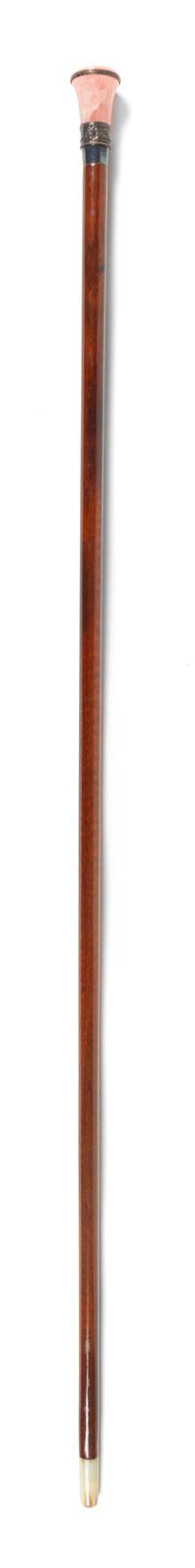 A French Rose Quartz and Silver Mounted Walking Stick Length 37 1/4 inches. — CHARLES FORGELOT, PARIS, EARLY 20TH CENTURY