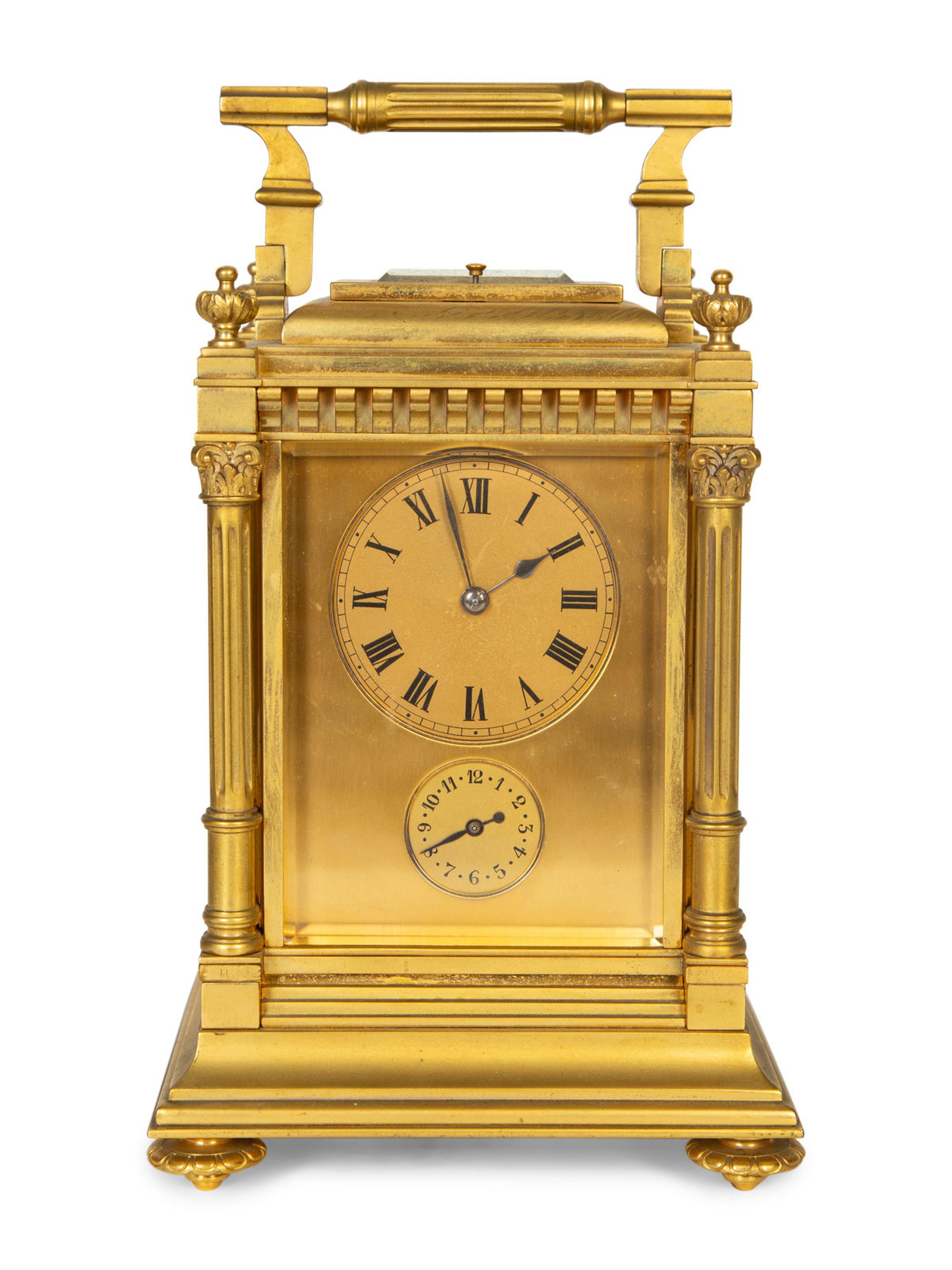 A French Bronze Repeating Carriage Clock with Aiguilles Movement