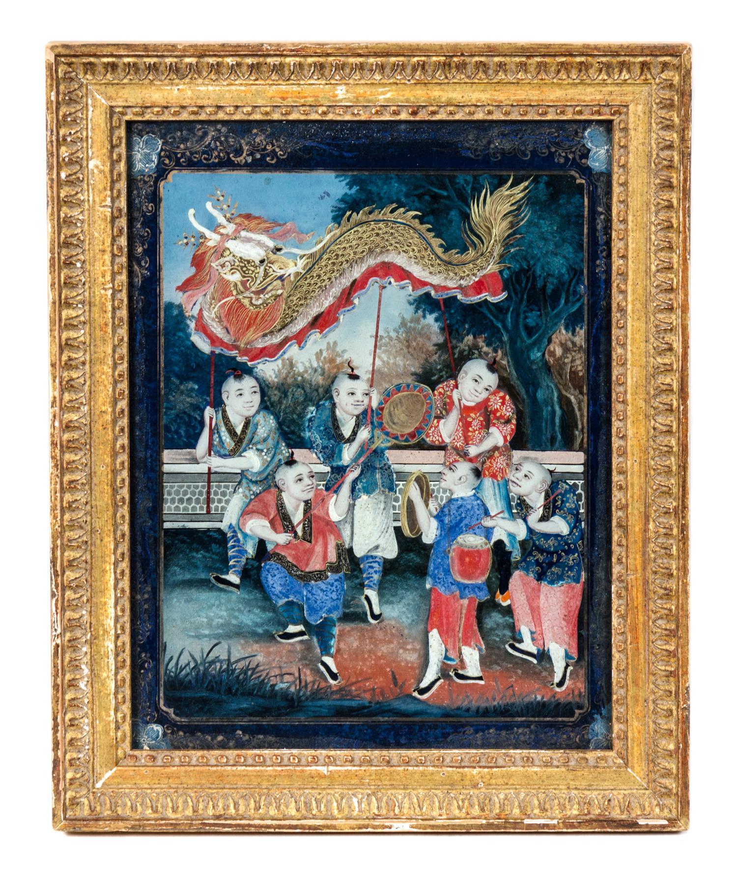 A Chinese Export Reverse Painted Glass Panel — 19TH CENTURY