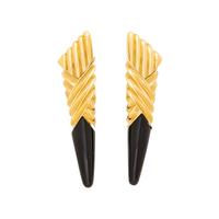 MICHAEL BONDANZA, YELLOW GOLD AND ONYX EARRINGS