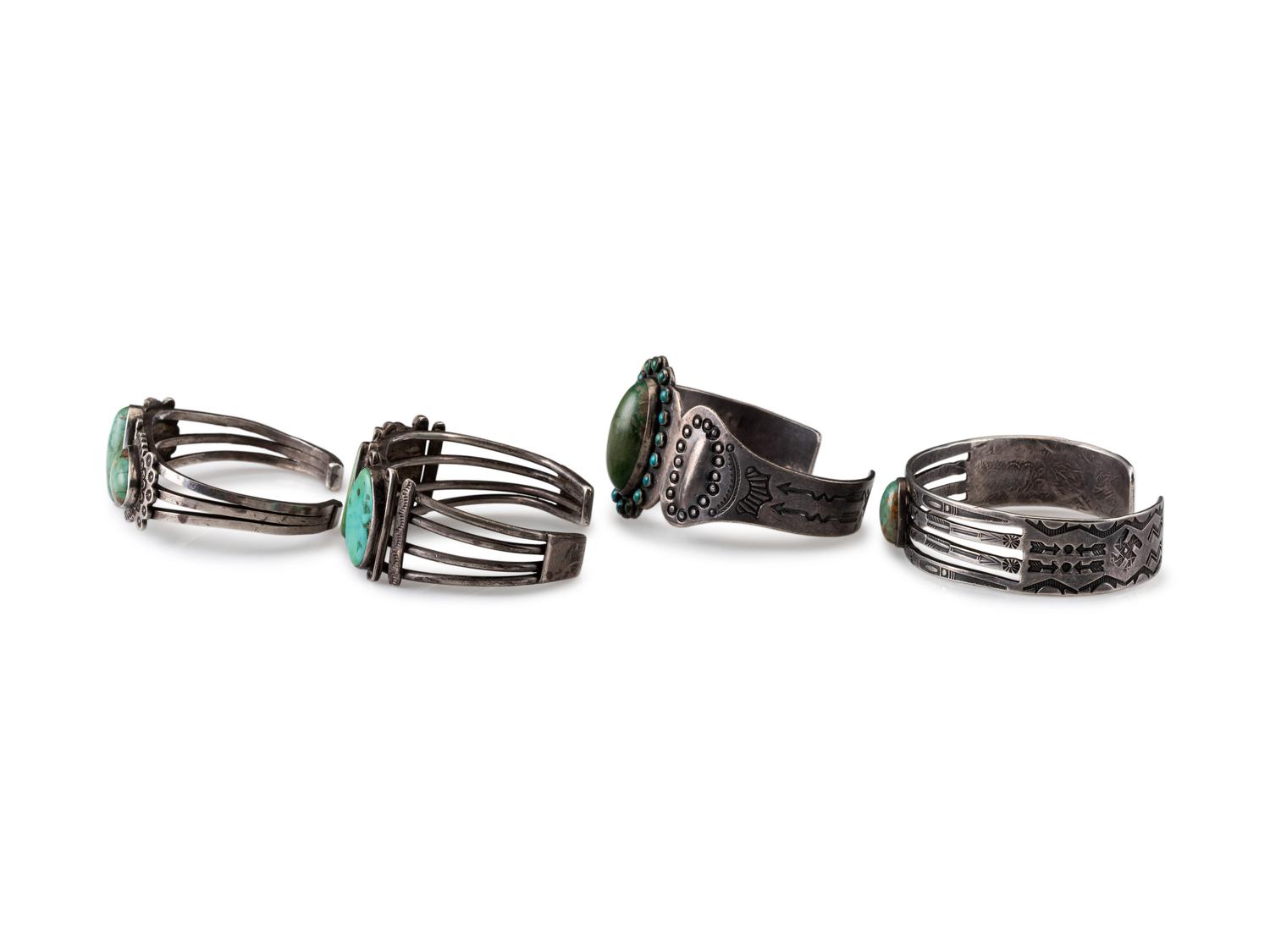 Navajo Silver and Turquoise Cuff Bracelets