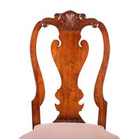 A Set of Four Queen Anne Style Shell and Volute Carved Cherrywood Compass-Seat Claw-and-Ball Foot Side Chairs