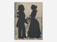 Auguste Edouart (1789-1861), Silhouette Profile Portrait of General Albert Sidney Johnston (1803-1862) and Eliza Griffin (1821-1896), dated "1843"