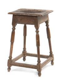 A Jacobean Oak Stool, Height 20 inches.