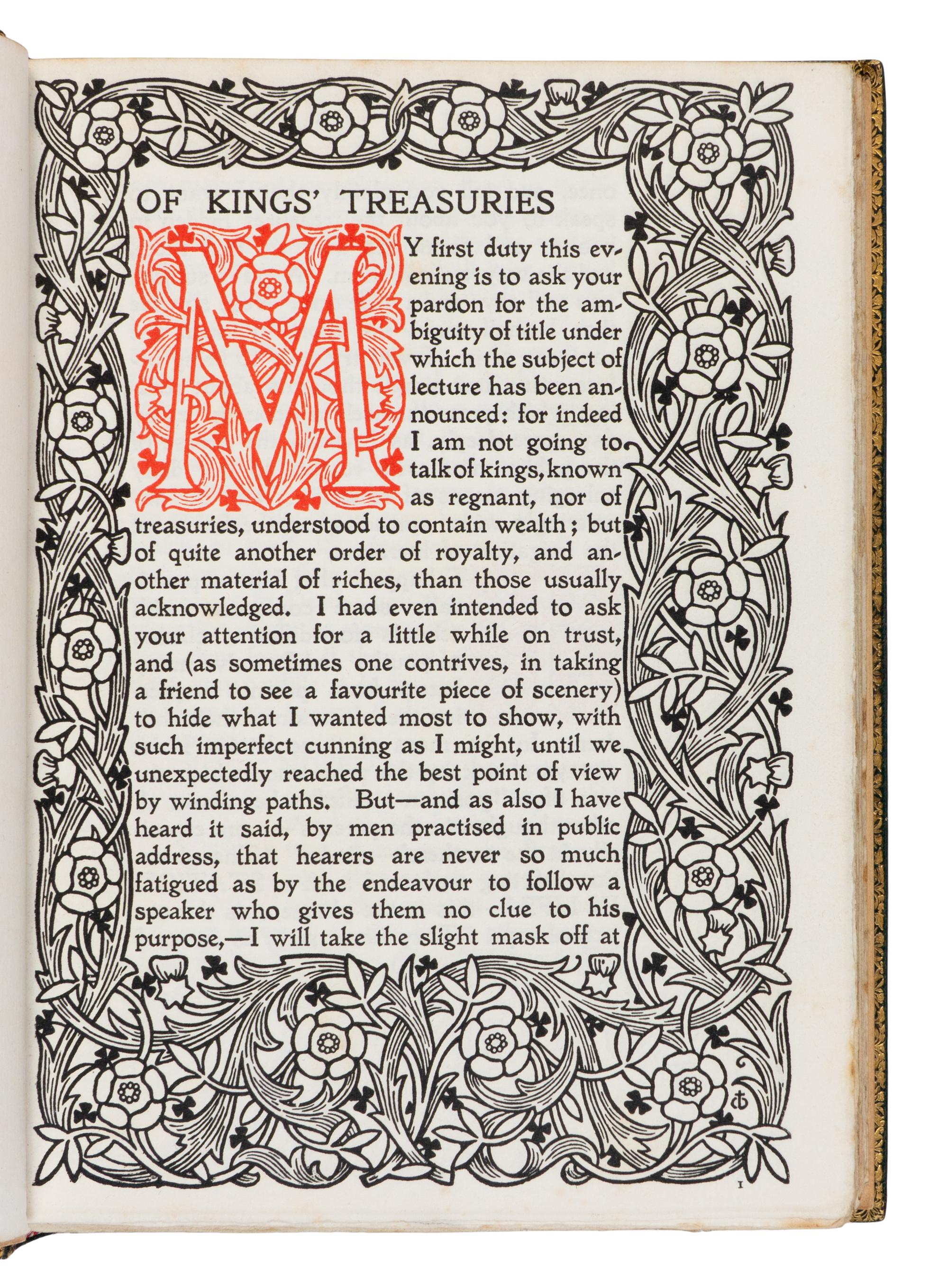 [FINE PRESS - BALLANTYNE PRESS]. RUSKIN, John (1819-1900). [Sesame and Lilies:] Of King’s Treasuries . -- Of Queen’s Gardens . London: Ballantyne Press for George Allen, 1899.