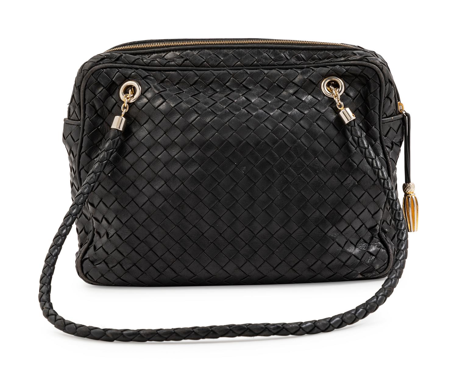 A Bottega Veneta Black Intrecciato Bag