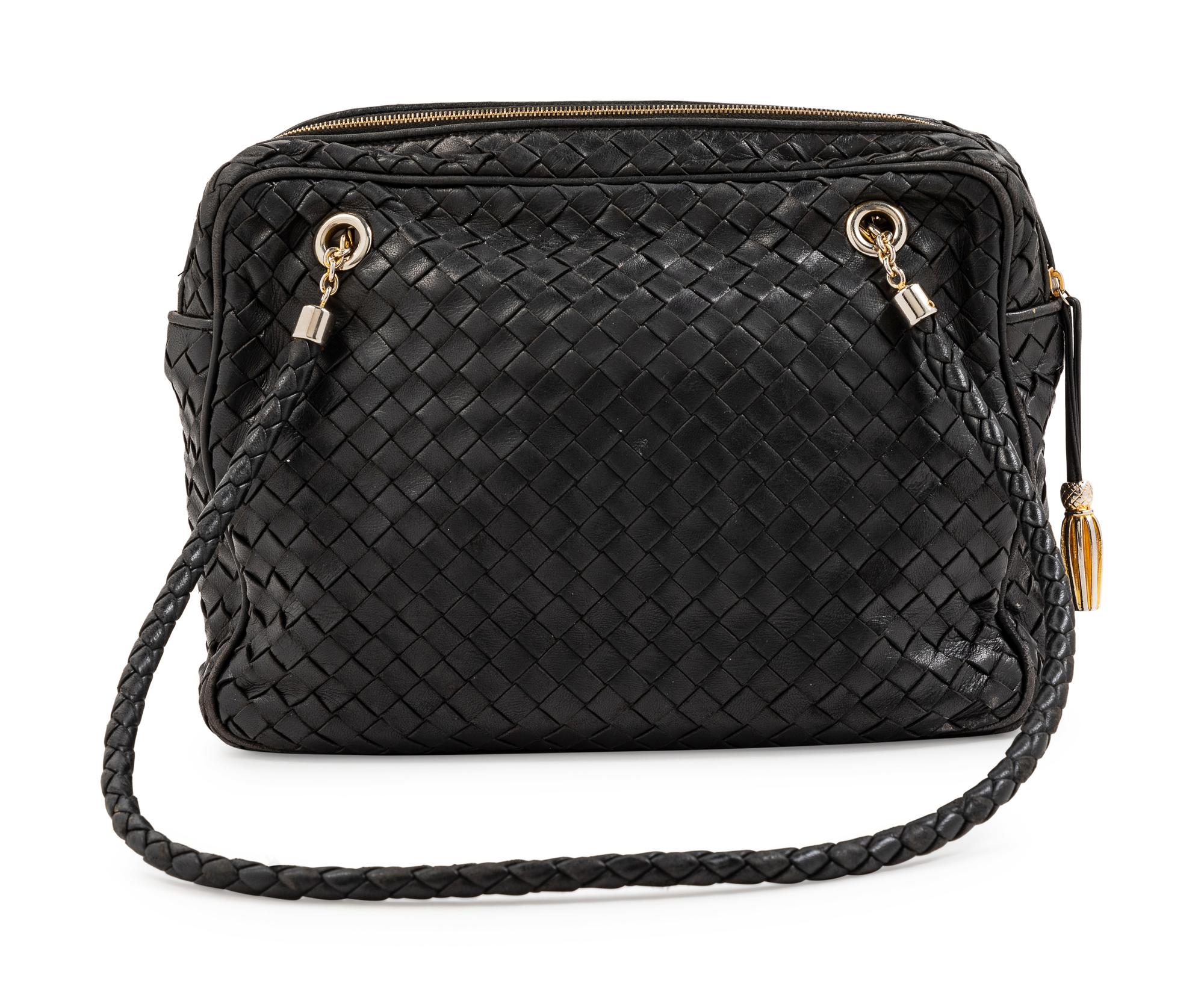 A Bottega Veneta Black Intrecciato Bag