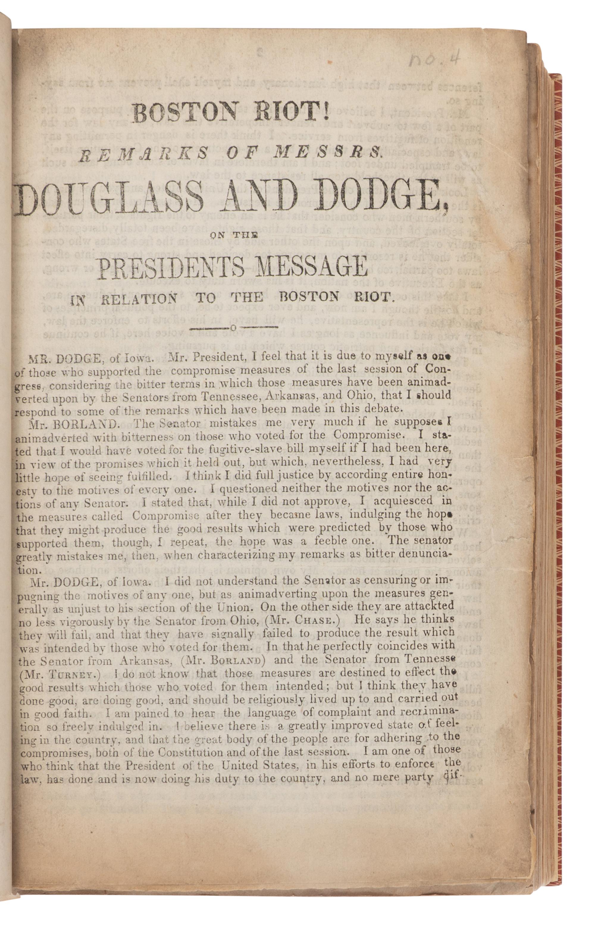 DOUGLAS, Stephen Arnold (1813-1861). A sammelband of 42 titles, including: