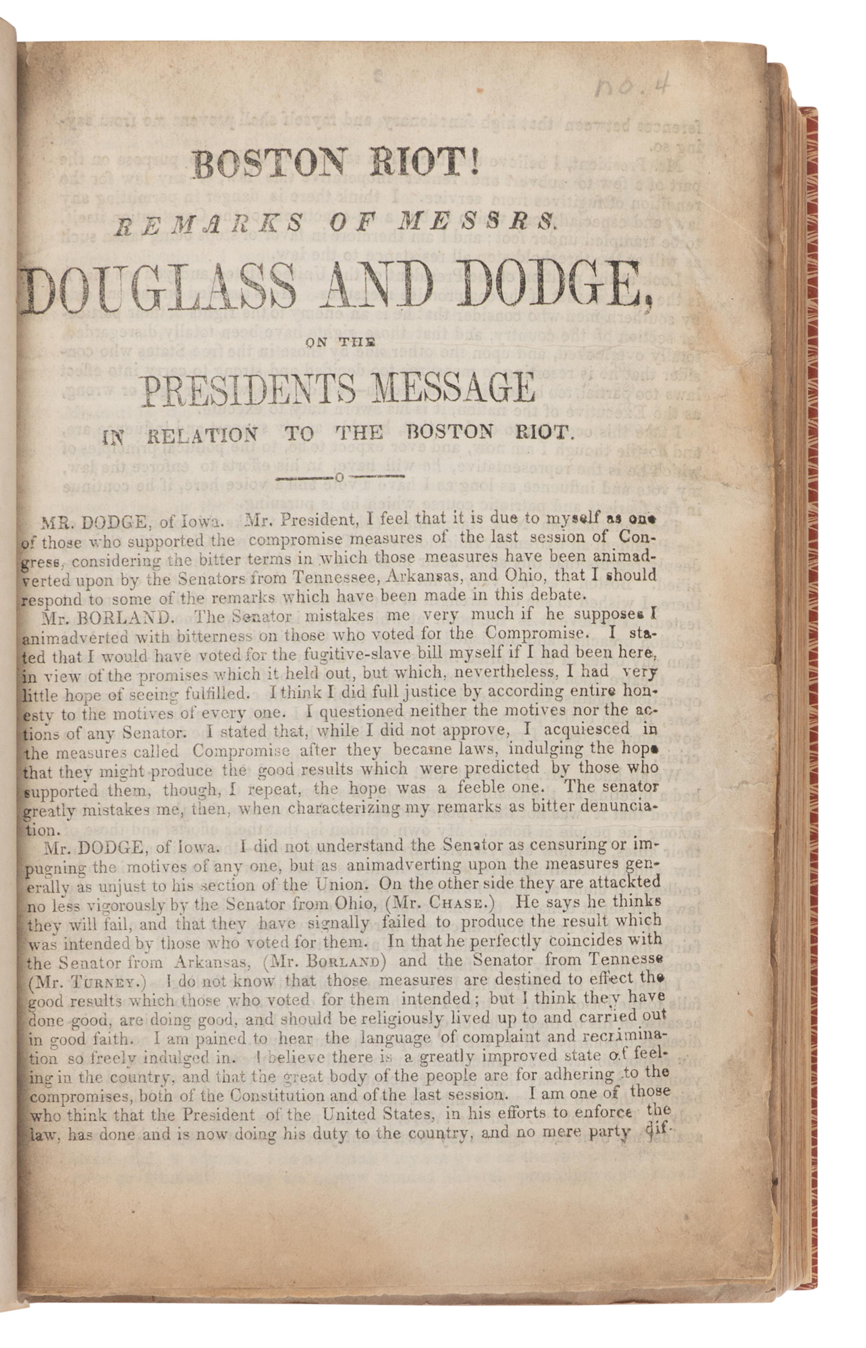 DOUGLAS, Stephen Arnold (1813-1861). A sammelband of 42 titles, including: