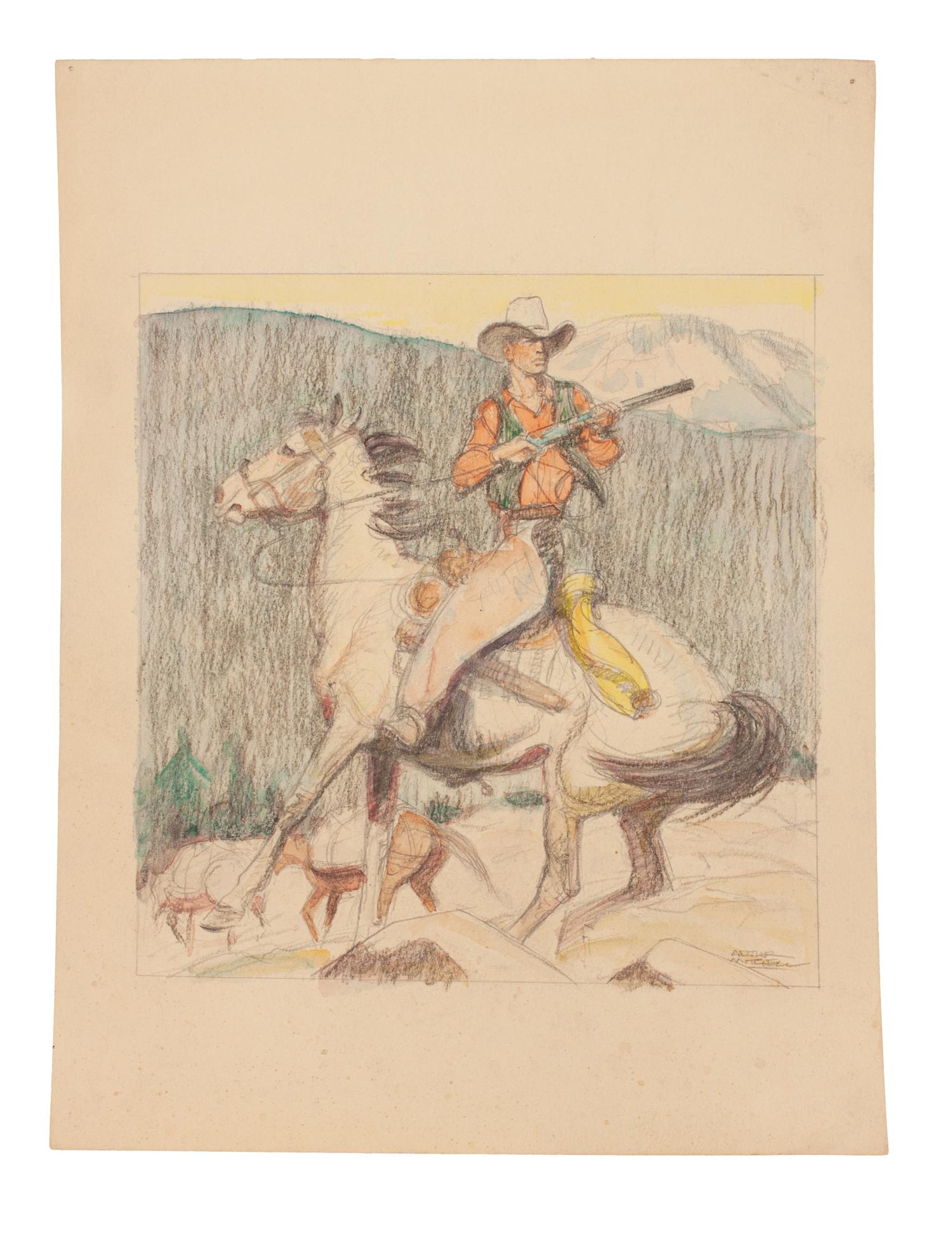 Cowboy on Horse in the Woods