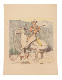 Cowboy on Horse in the Woods