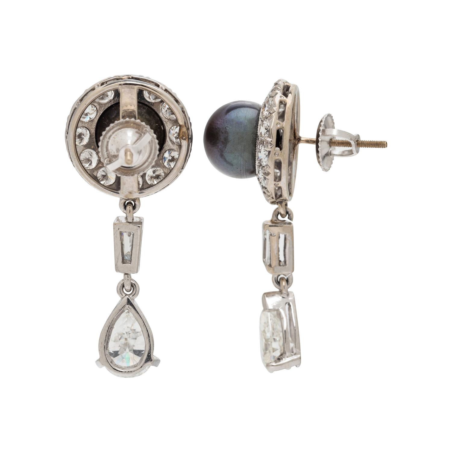 CULTURED PEARL AND DIAMOND EARRINGS