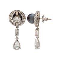 CULTURED PEARL AND DIAMOND EARRINGS