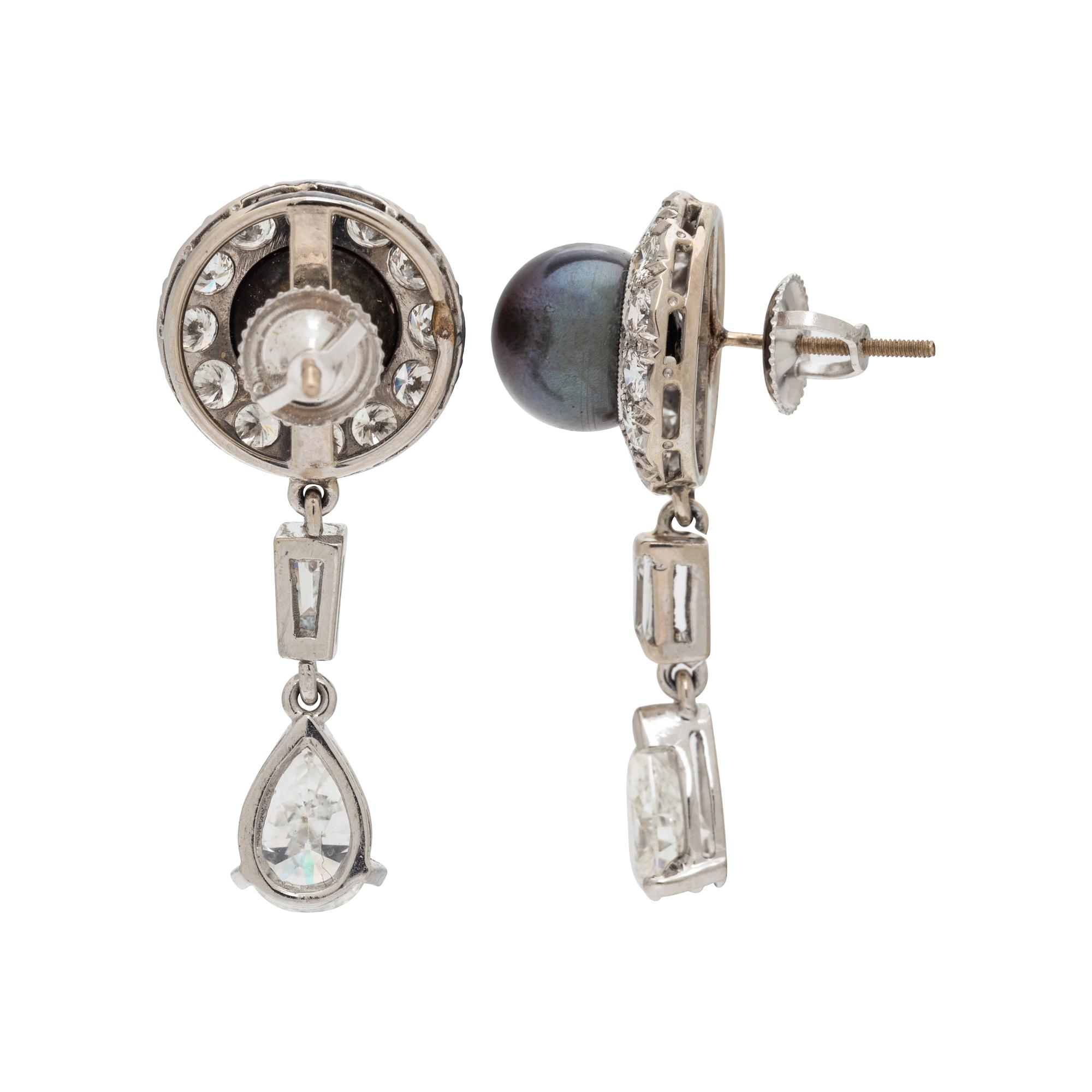 CULTURED PEARL AND DIAMOND EARRINGS