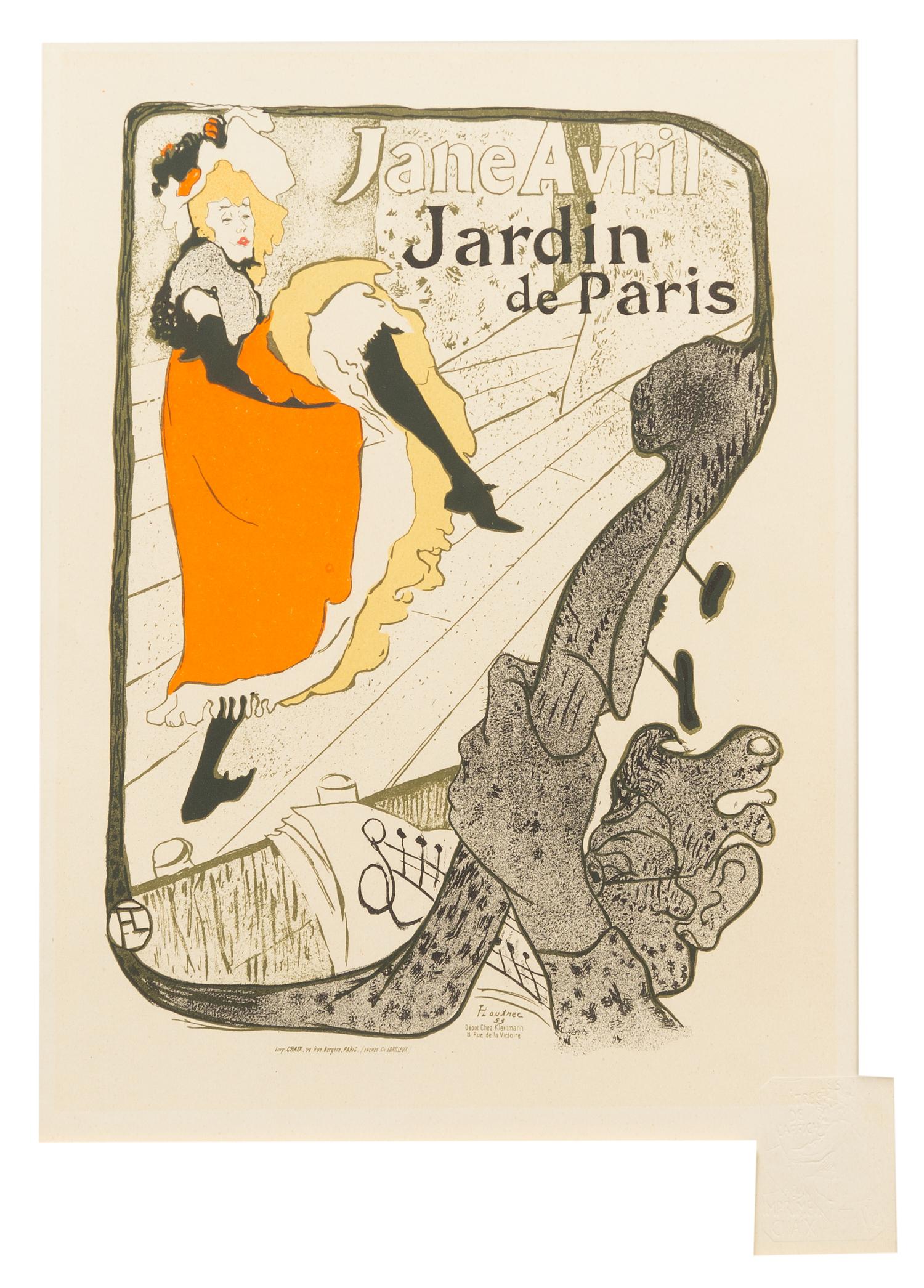 Henri de Toulouse-Lautrec, (French, 1864-1901), Jane Avril Jardin de Paris (plate 110 from Les maitres de l'affiche)