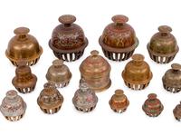 Twenty-One Middle Eastern Enameled Bronze Bells