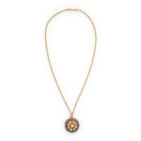 Diamond, Enamel, and Yellow Gold Necklace