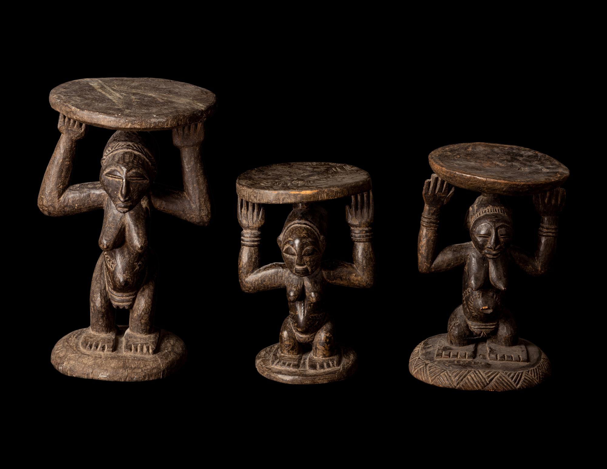Three Hemba Wood Stools