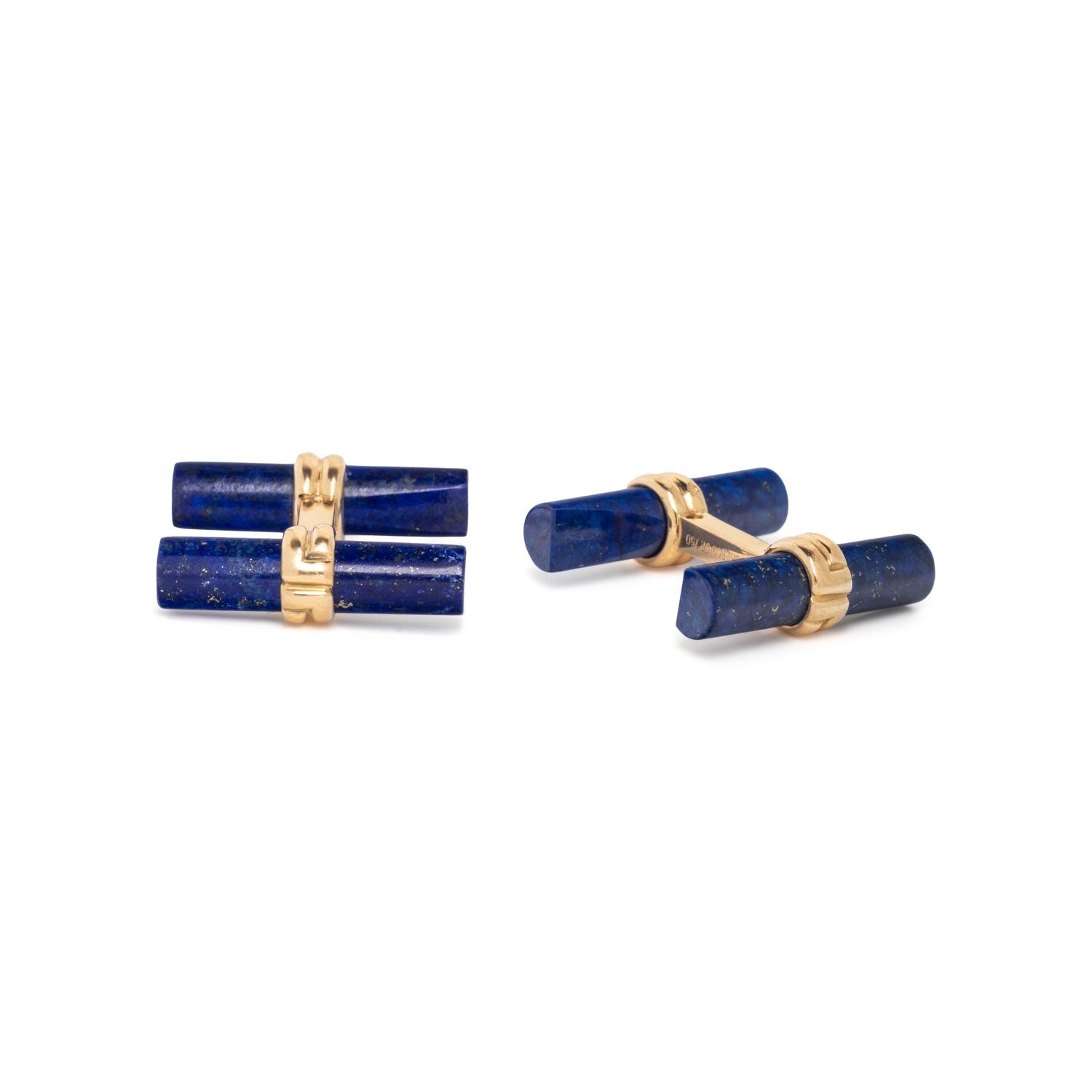 BOUCHERON, YELLOW GOLD AND LAPIS LAZULI CUFFLINKS