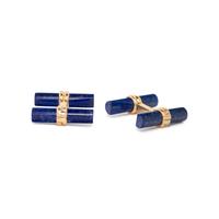 BOUCHERON, YELLOW GOLD AND LAPIS LAZULI CUFFLINKS