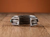 Heavy Navajo Silver and Turquoise Cuff Bracelet