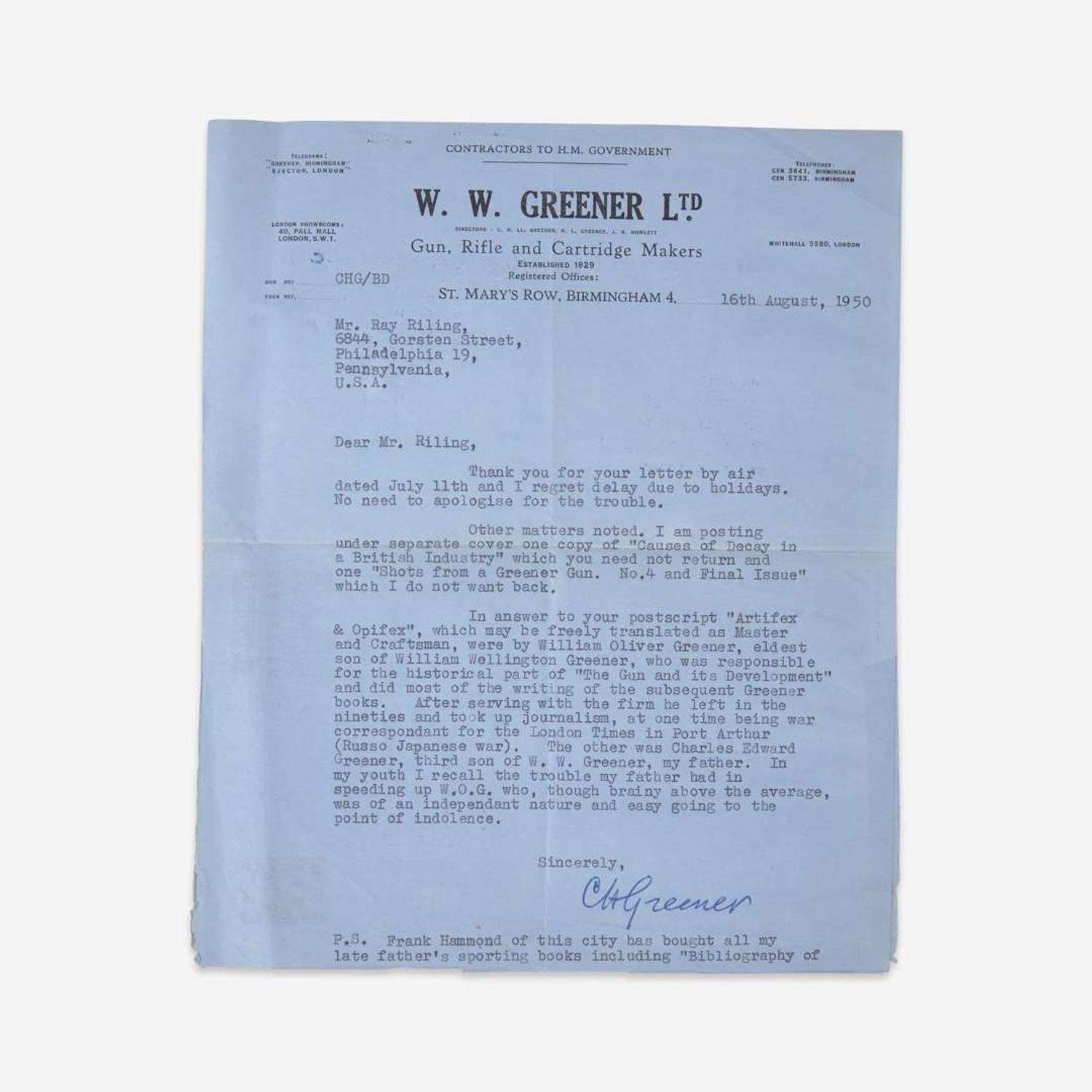 [Sporting] [Shooting] [Greener, William Oliver] Gerrare, Wirt A Bibliography of Guns and Shooting...