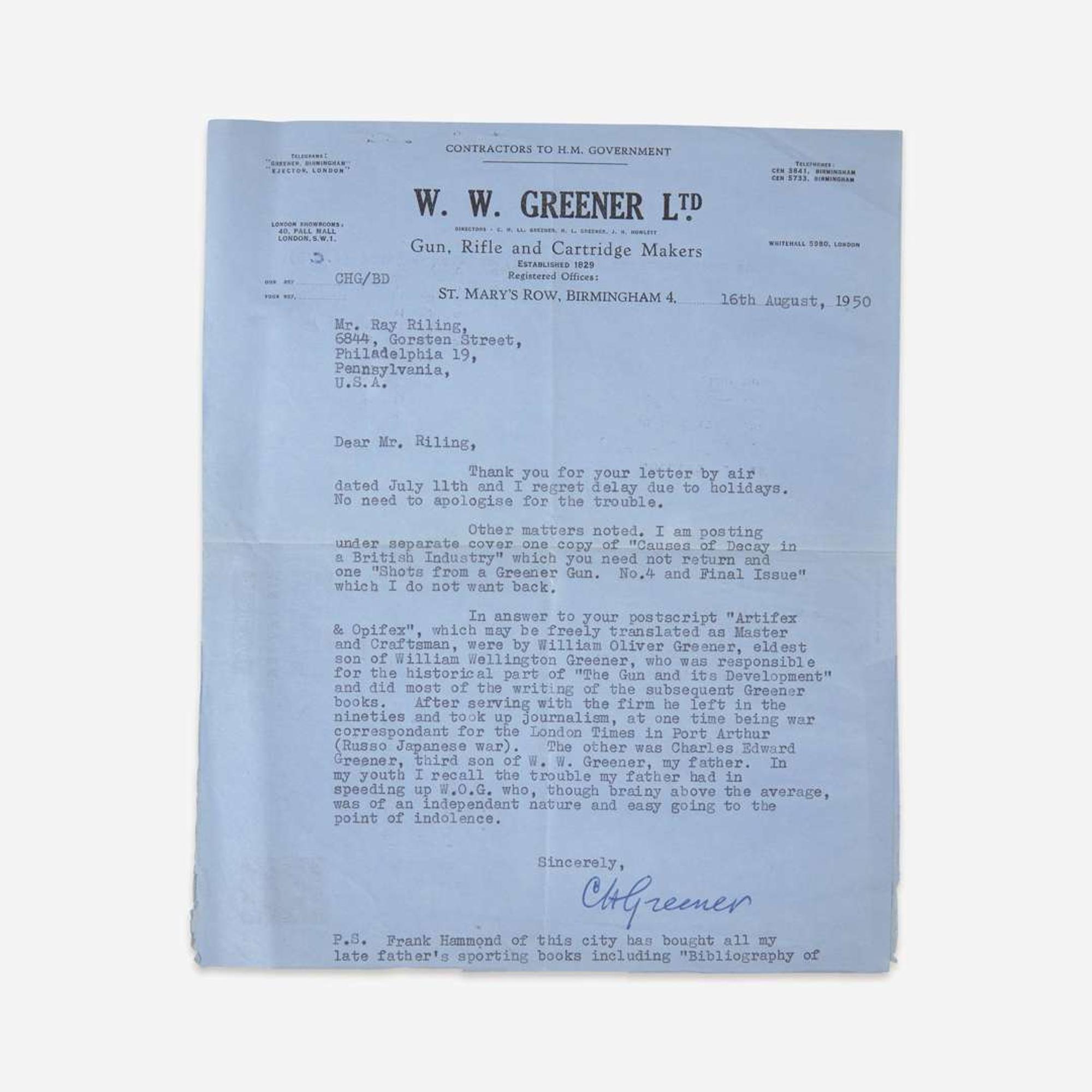 [Sporting] [Shooting] [Greener, William Oliver] Gerrare, Wirt A Bibliography of Guns and Shooting...