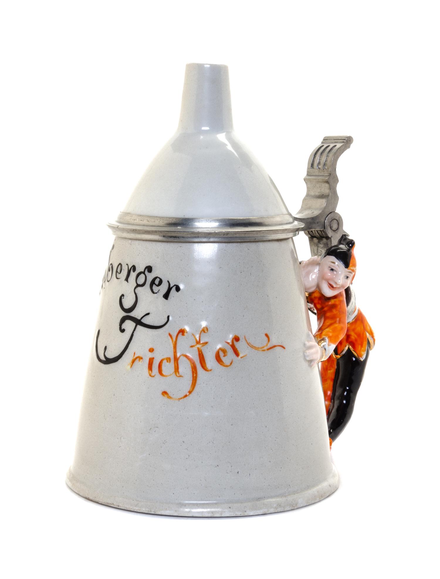 A Schierholz Pewter Mounted Character Stein Height 7 inches. — 19TH/20TH CENTURY