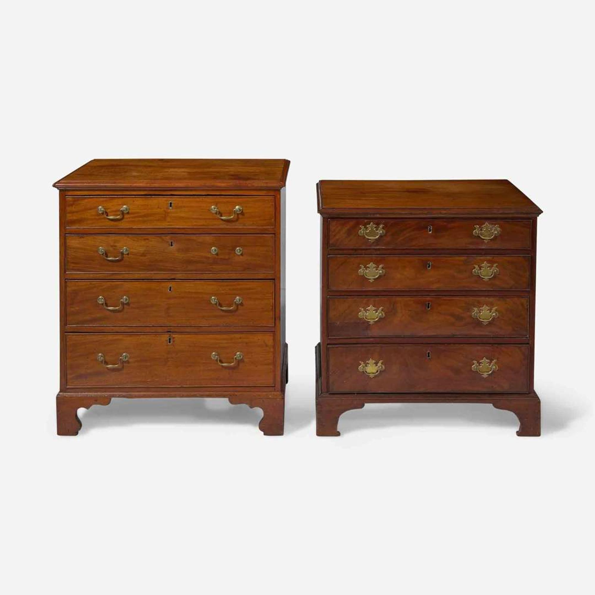 Two diminutive Chippendale carved mahogany chests of drawers late 18th century
