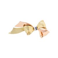 RETRO, BICOLOR GOLD BOW BROOCH